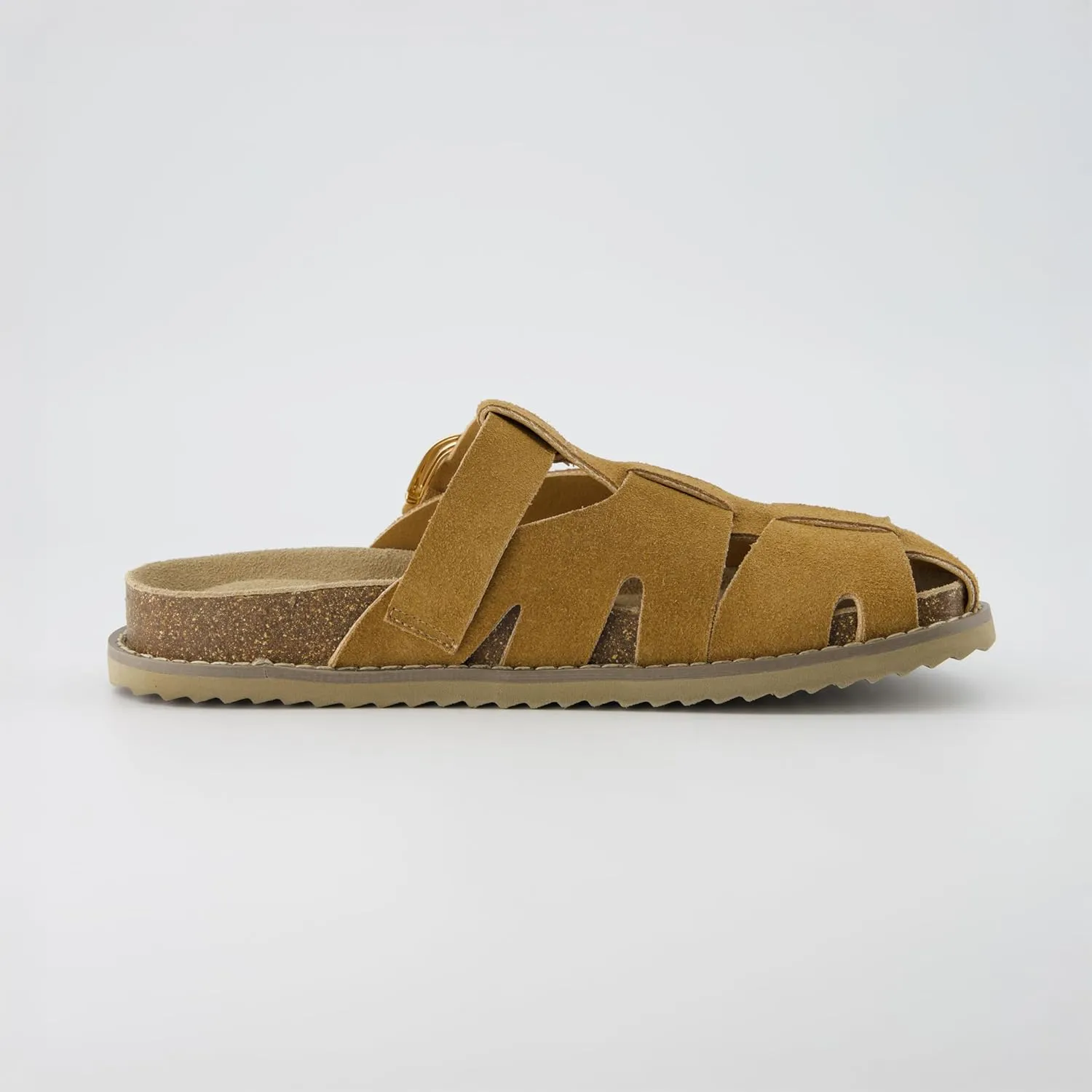 CUSHIONAIRE Benson Women’s Fisherman Clog – Suede Slip-On Sandal with Adjustable Buckle & Contoured Cork Footbed