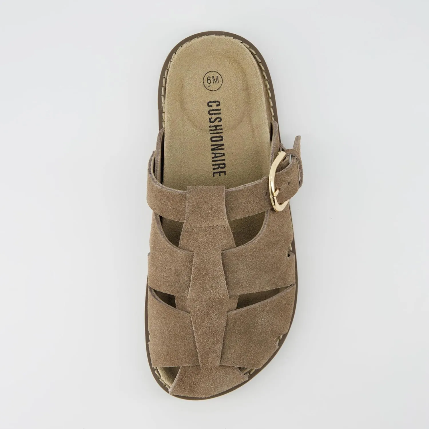 CUSHIONAIRE Benson Women’s Fisherman Clog – Suede Slip-On Sandal with Adjustable Buckle & Contoured Cork Footbed