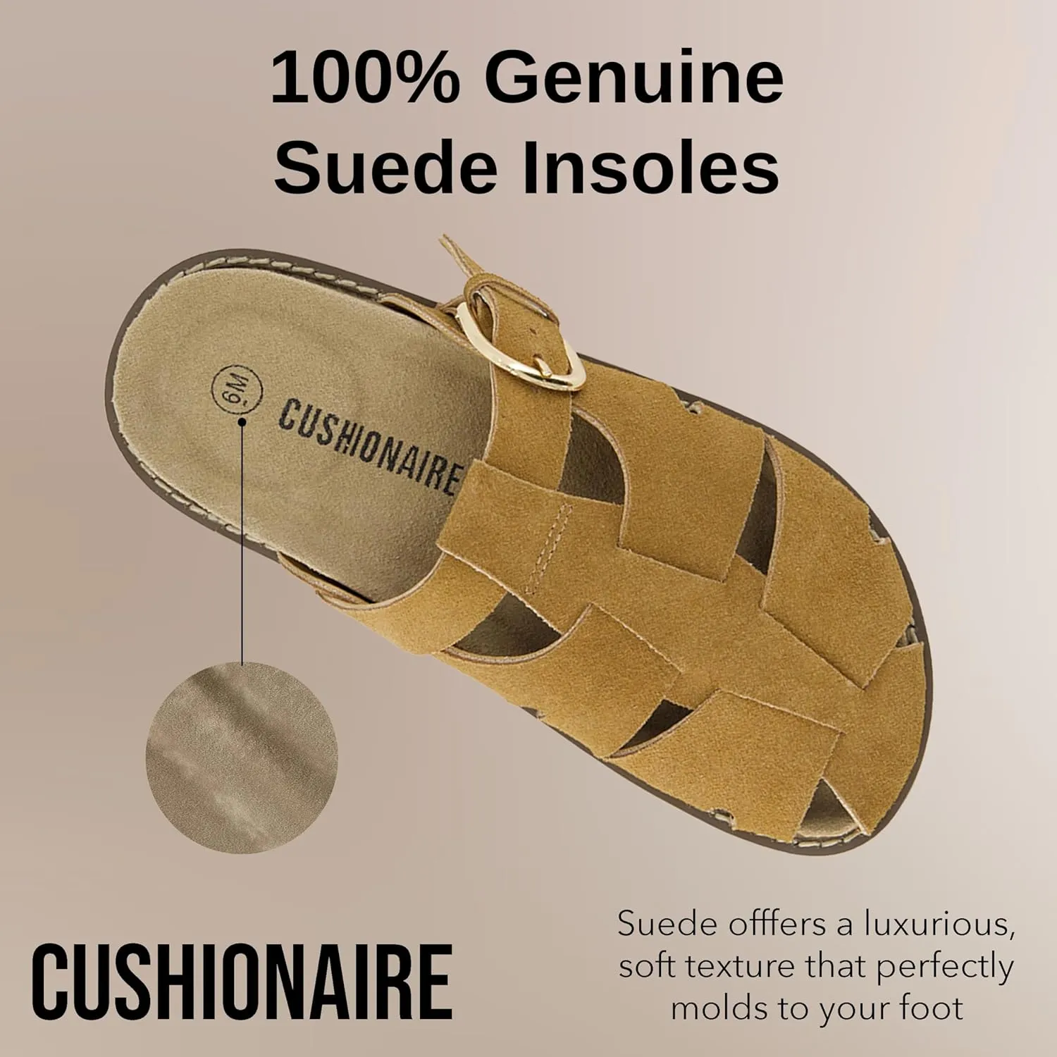 CUSHIONAIRE Benson Women’s Fisherman Clog – Suede Slip-On Sandal with Adjustable Buckle & Contoured Cork Footbed