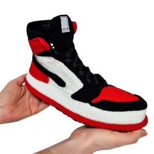 Customized High Top Retro Sneakers Slippers, Handmade Crochet Sneaker, Cozy Wool House Shoes, Basketball Fans Personalized AJ1 Socks Plush, Luxury Stylish Hip Hop Culture Boots