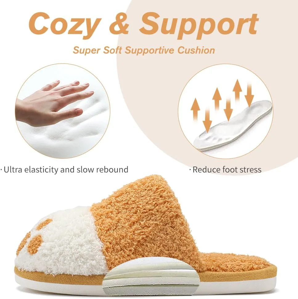 Cute Animal Slippers for Women Men Cozy Dog Paw Memory Foam Non-Slip Women House Slippers for Woman Ladies Indoor Outdoor Bedroom Shoes Gifts for Dog Mom Dog Lover Women Girlfriend