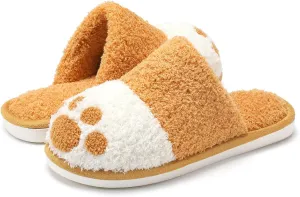 Cute Animal Slippers for Women Men Cozy Dog Paw Memory Foam Non-Slip Women House Slippers for Woman Ladies Indoor Outdoor Bedroom Shoes Gifts for Dog Mom Dog Lover Women Girlfriend