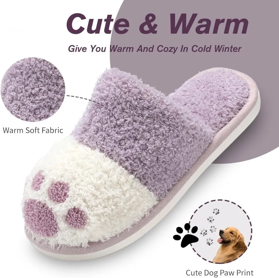Cute Animal Slippers for Women Men Cozy Dog Paw Memory Foam Non-Slip Women House Slippers for Woman Ladies Indoor Outdoor Bedroom Shoes Gifts for Dog Mom Dog Lover Women Girlfriend