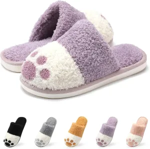 Cute Animal Slippers for Women Men Cozy Dog Paw Memory Foam Non-Slip Women House Slippers for Woman Ladies Indoor Outdoor Bedroom Shoes Gifts for Dog Mom Dog Lover Women Girlfriend