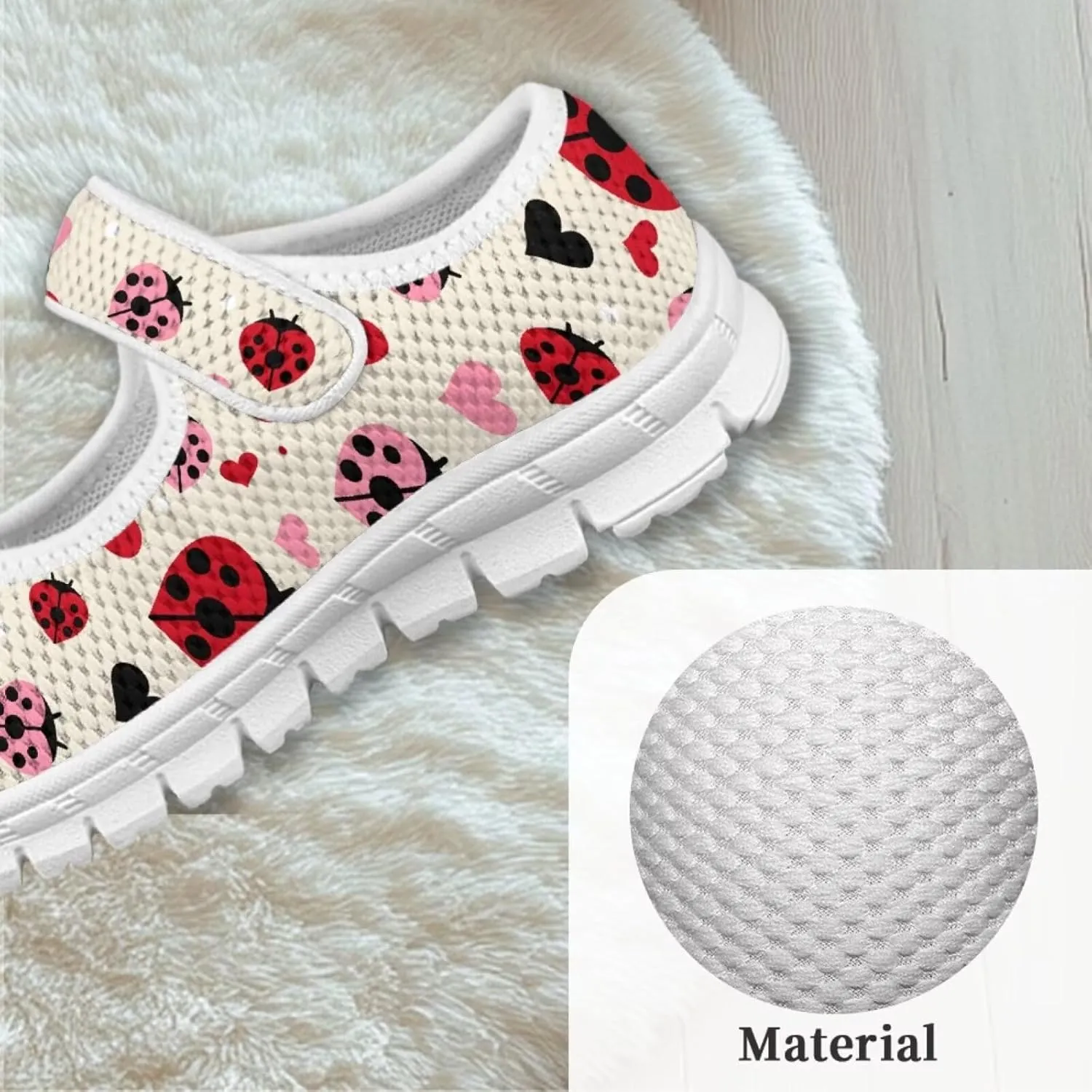 Cute Animals Print Girls Mary Jane Shoes Mesh School Sneaker Toddler Breathable Dress Shoes for Hiking Camping Travel