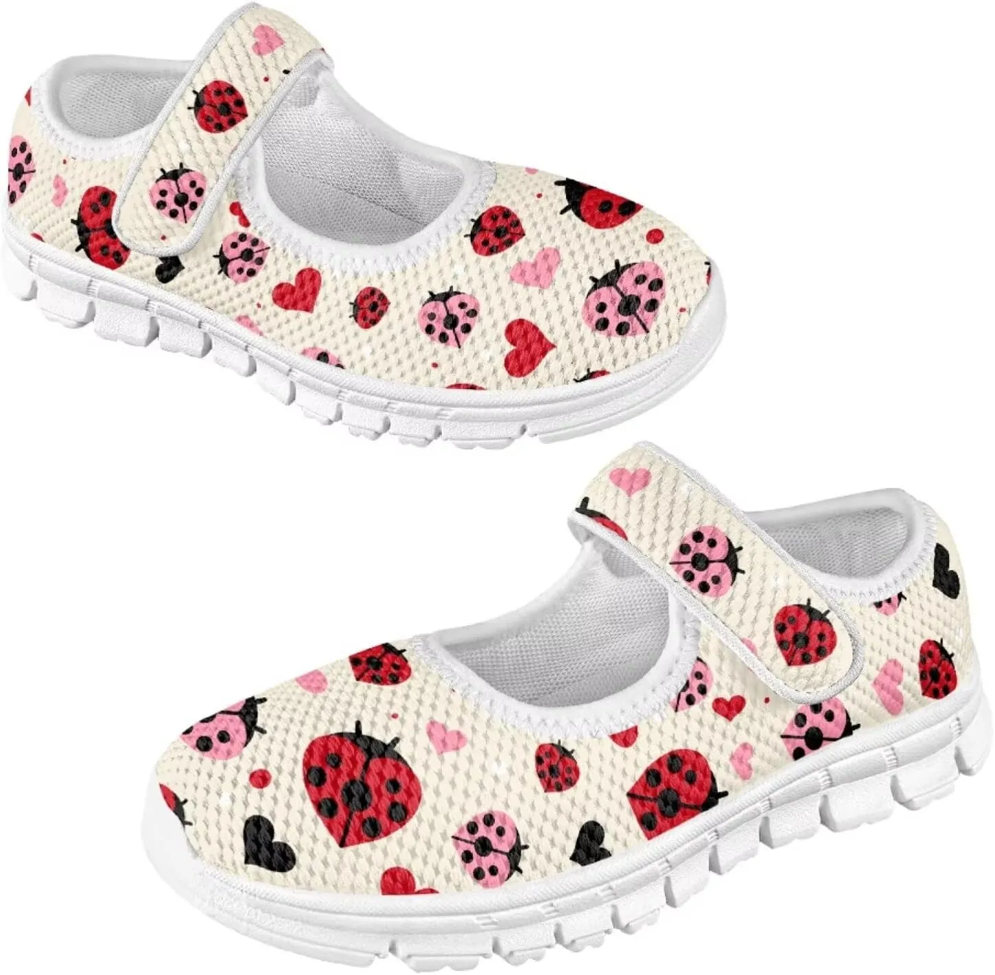 Cute Animals Print Girls Mary Jane Shoes Mesh School Sneaker Toddler Breathable Dress Shoes for Hiking Camping Travel