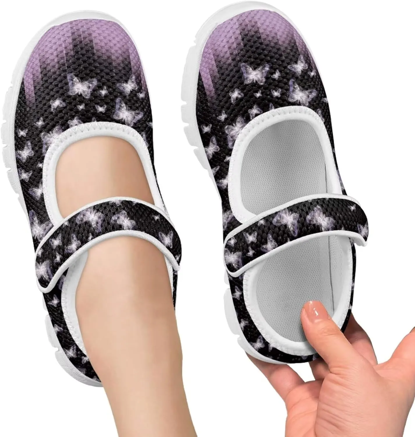Cute Animals Print Girls Mary Jane Shoes Mesh School Sneaker Toddler Breathable Dress Shoes for Hiking Camping Travel