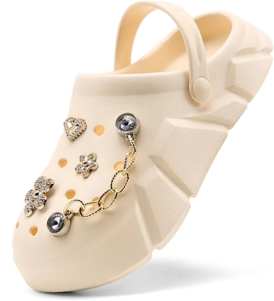 Cute Butterfly-Themed Lightweight Girls' Clogs, Platform Soft Sole Closed Toe EVA Home Garden Clog Shoes, Two-Way Wear Breathable Beach Clogs, Trendy Non-Slip Slip-On Sandals