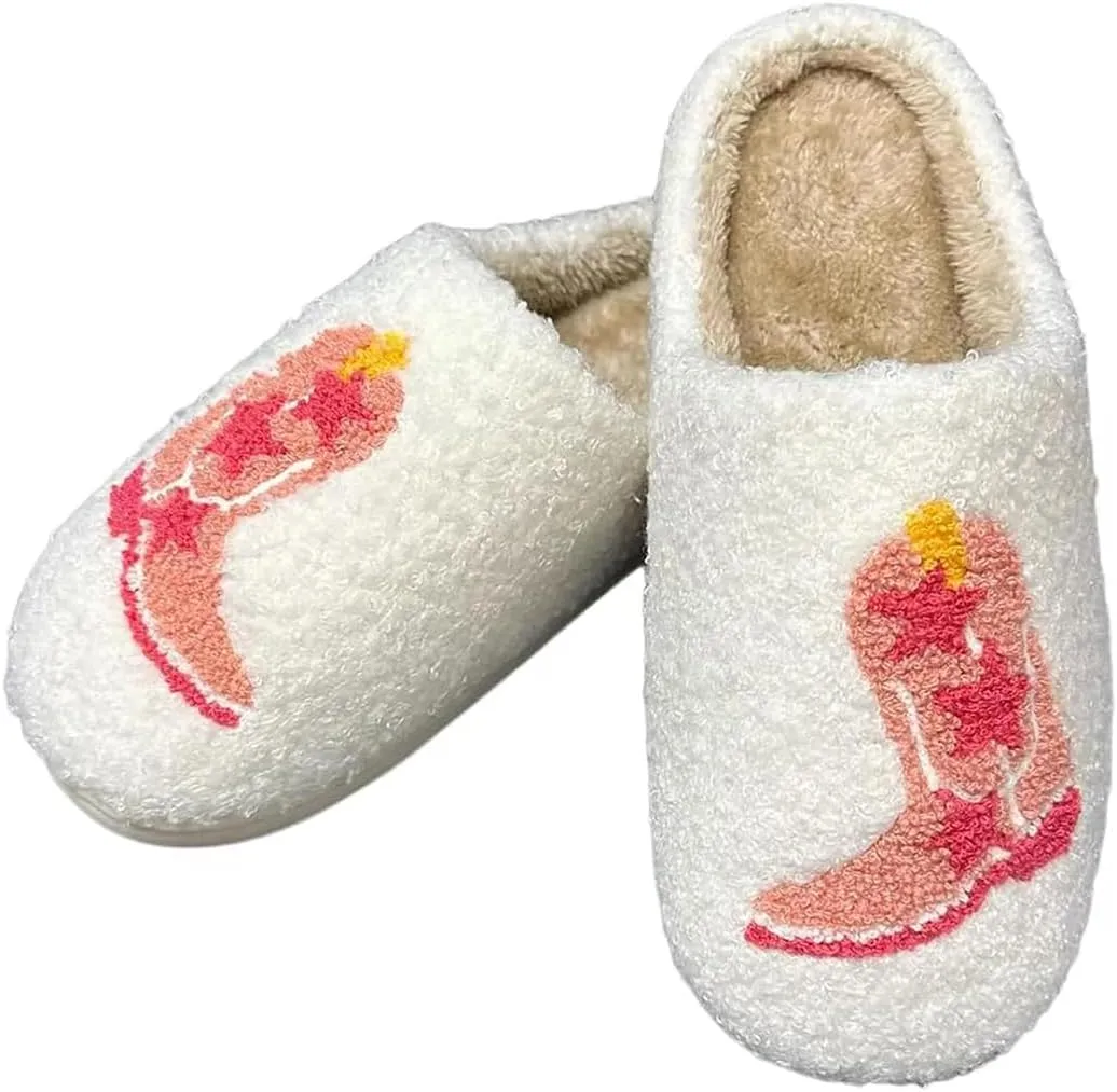 Cute Slippers For Women Men Fuzzy Cushioned Comfort Slip-On House Shoes Memory Foam Slippers