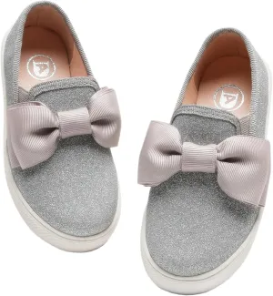 DADAWEN Girls Slip On Glitter Sneakers Cute Bow Lazy Tennis Shoes Loafers for Little Girls(Toddler/Little Kid/Big Kid)