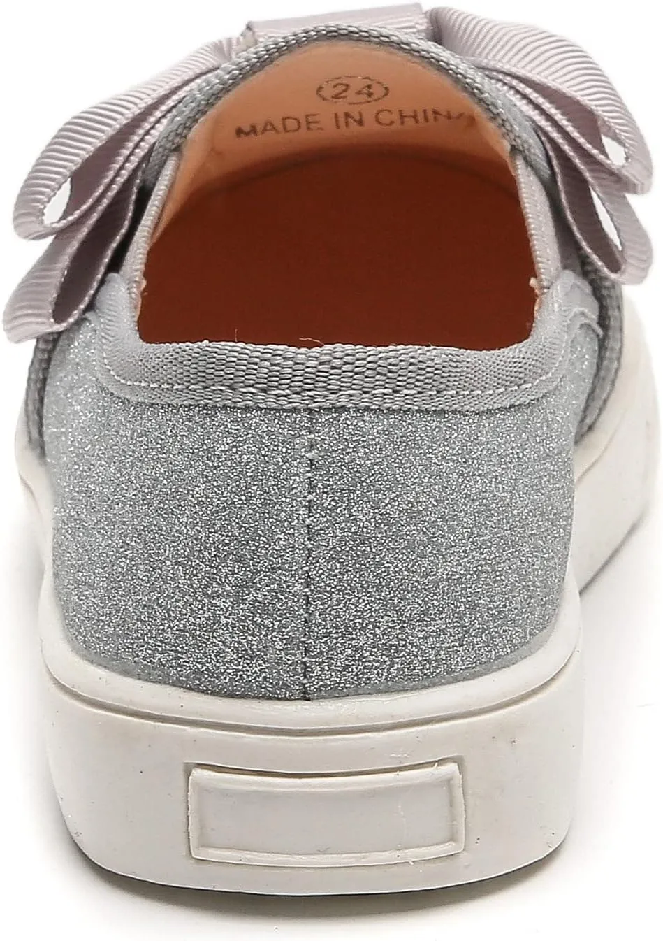 DADAWEN Girls Slip On Glitter Sneakers Cute Bow Lazy Tennis Shoes Loafers for Little Girls(Toddler/Little Kid/Big Kid)