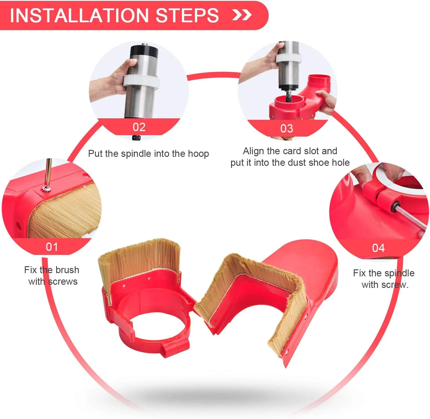 Daedalus NL330 CNC Dust Shoe, 80mm, Red