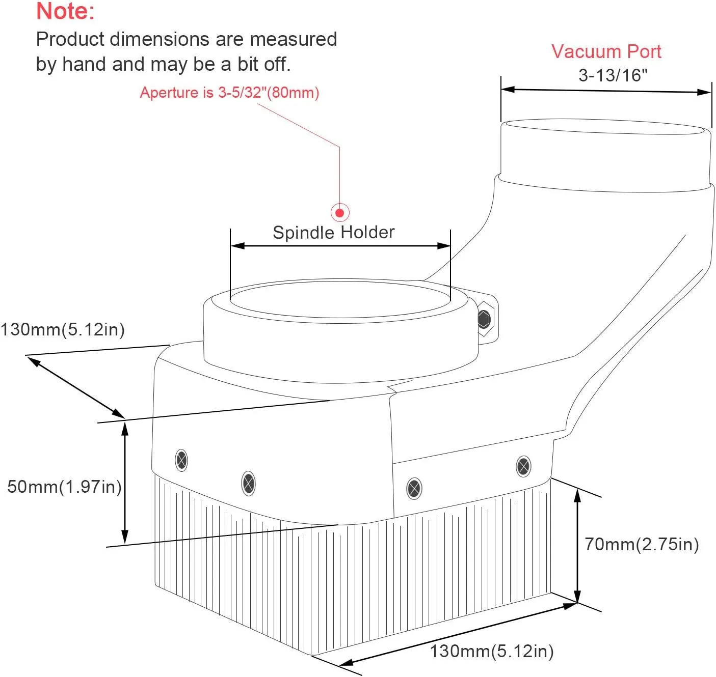 Daedalus NL330 CNC Dust Shoe, 80mm, Red