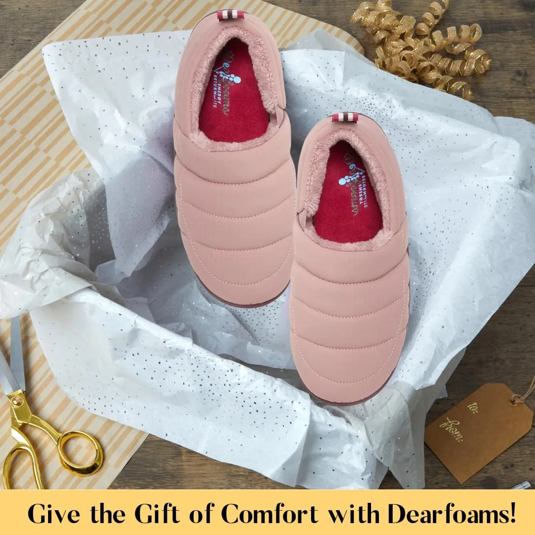 Dearfoams Women's Lightweight Memory Foam Easy on Off Fern Closed Back Slipper