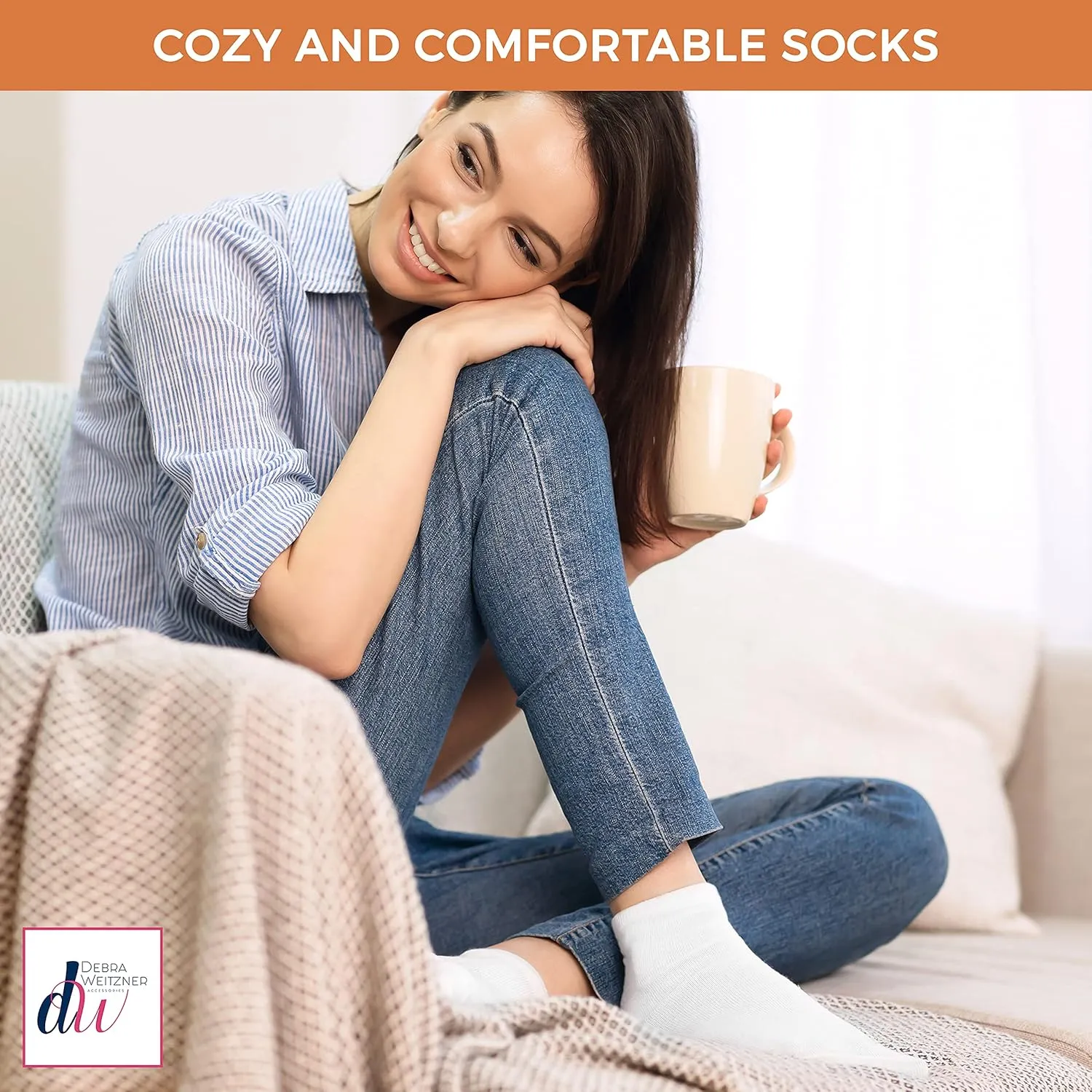 Diabetic Ankle Socks Mens Womens Non-Binding Socks Loose Fit 6 Pairs Debra Weitzner
