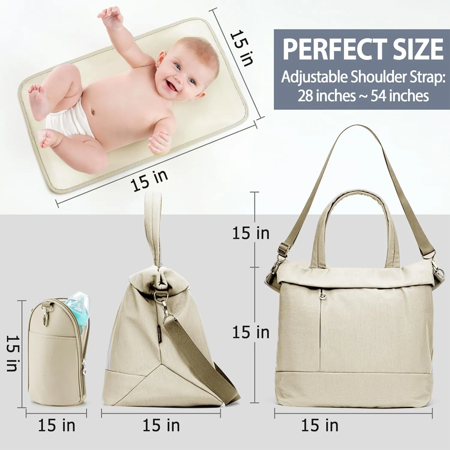 Diaper Bag Tote Large Travel Fashion Crossbody For Monther,Mommy Bags Outdoor Handbags With Insulated Bag And Changing Pad