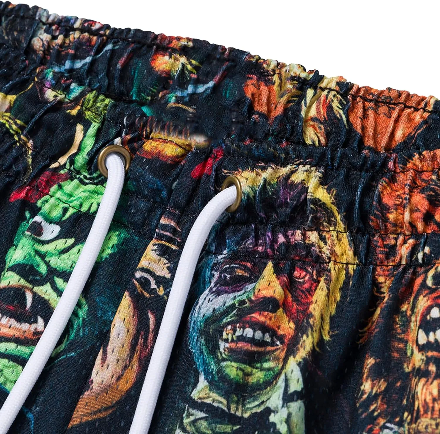 DIOTSR Mens Graphic Print Shorts Cool Mesh Basketball Shorts Casual Flat Front Shorts Summer Drawstring