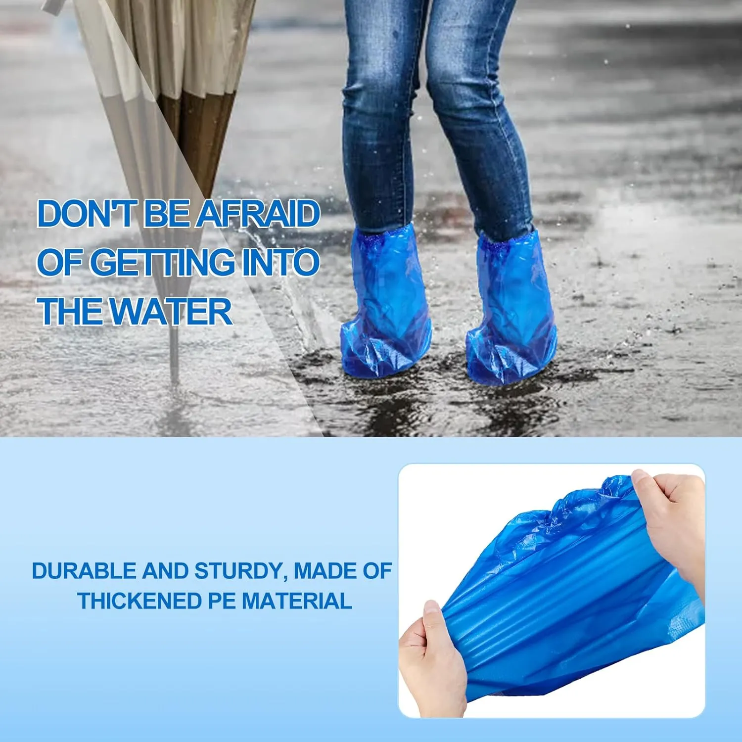 Disposable Plastic Boot Covers,Shoe Covers Disposable Waterproof Shoe Covers for Women Men Water Boots Cover Rainy Day Use Cover (20)