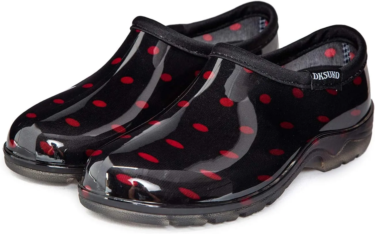 DKSUKO Waterproof Garden Shoe for Women Outdoor Slip-On Rain Boots Short Ankle Work Shoes and Garden Clogs with Comfort Insole
