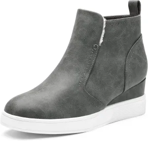 DREAM PAIRS Women’s Slip on High Top Wedge Sneakers Hidden Heel Platform Wedgie Ankle Booties