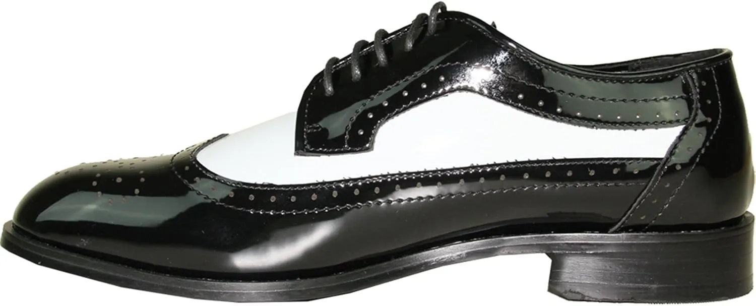 Dress Shoe JY03 Wing Tip Two-Tone Tuxedo for Wedding, Prom and Formal Event-Wide Width Available