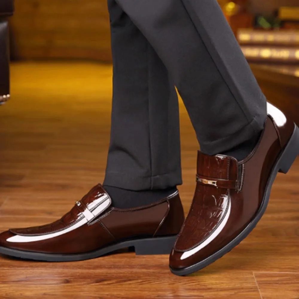 Dress Shoes for Men Slip On Men's Dress Shoes Breathable New Men Leather Shoes Business Classic Office Shoes for Men Crocodile Pattern Anti-Slip Low Top Non Slip Prom
