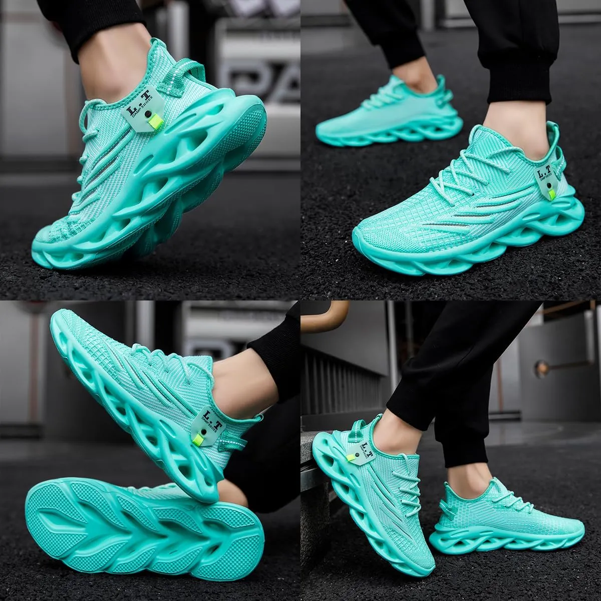 EGMPDA Men Shoes Running Slip On Tennis Walking Shoes Lightweight Breathable Sneakers for Gym Work Casual Soft Sole Trainers Non Slip Athletic Footwear Light_Green Size US 6.5