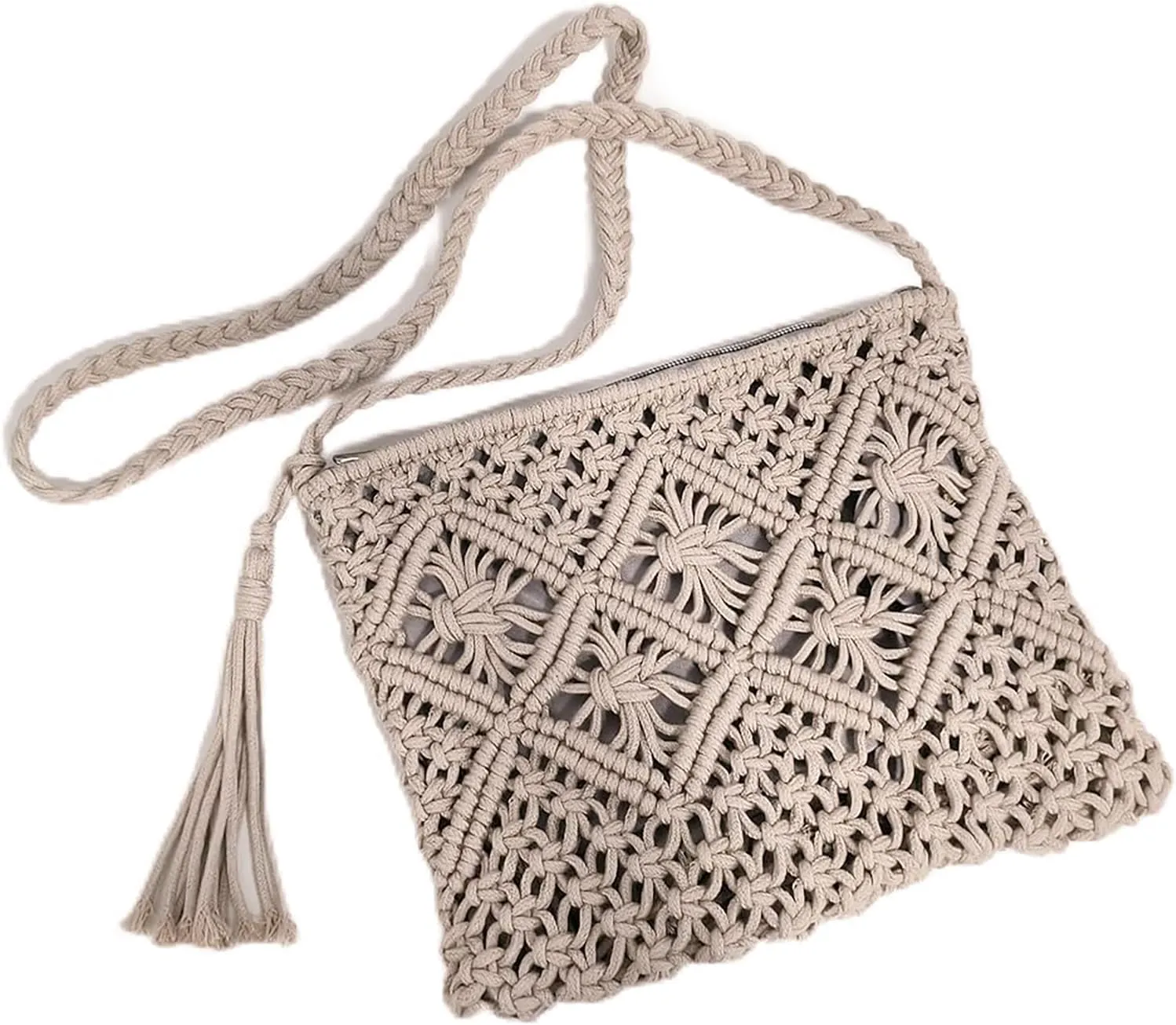 Eiyye Boho Crocheted Purses: Summer Beach Crossbody and Boho Shoulder Bags with Tassel