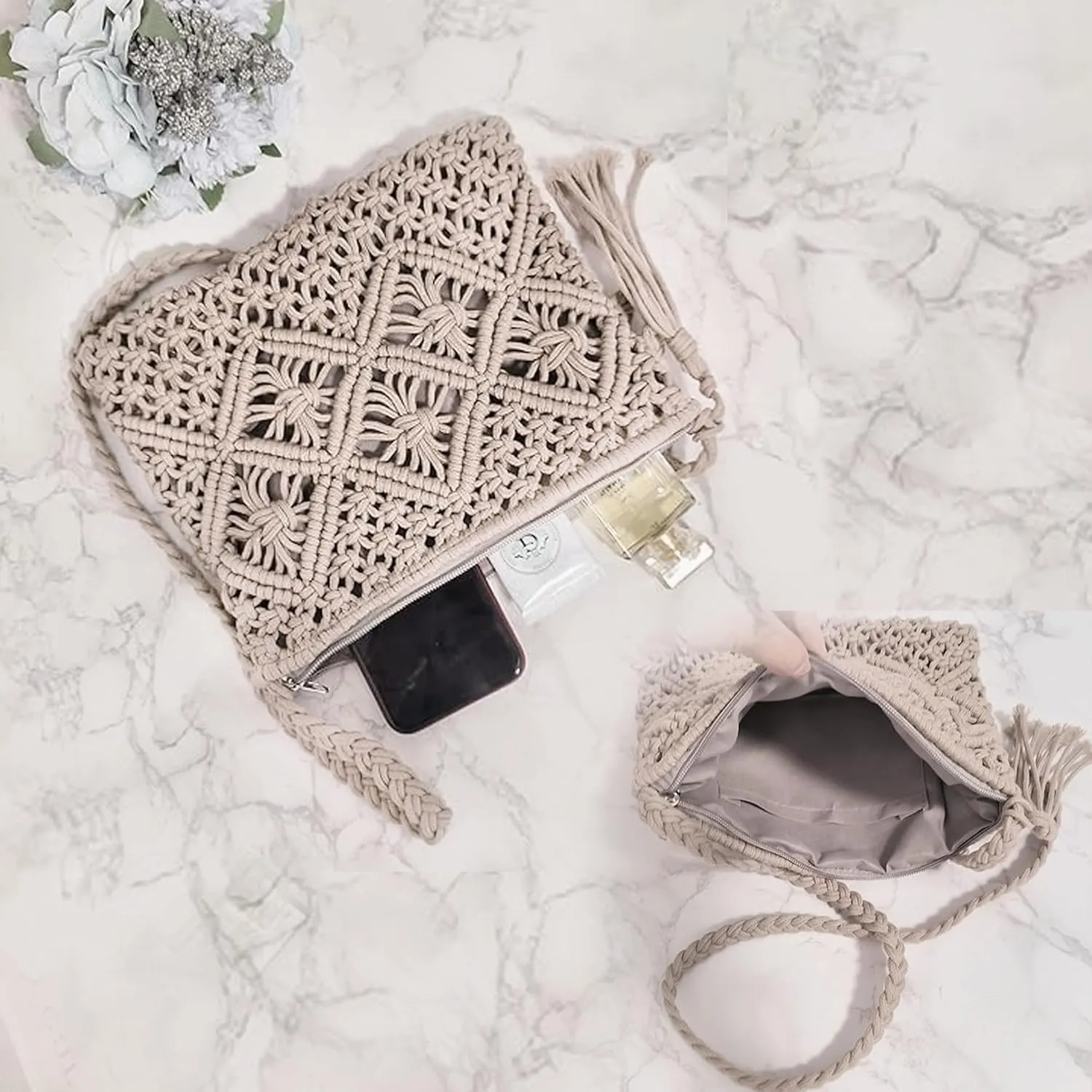 Eiyye Boho Crocheted Purses: Summer Beach Crossbody and Boho Shoulder Bags with Tassel