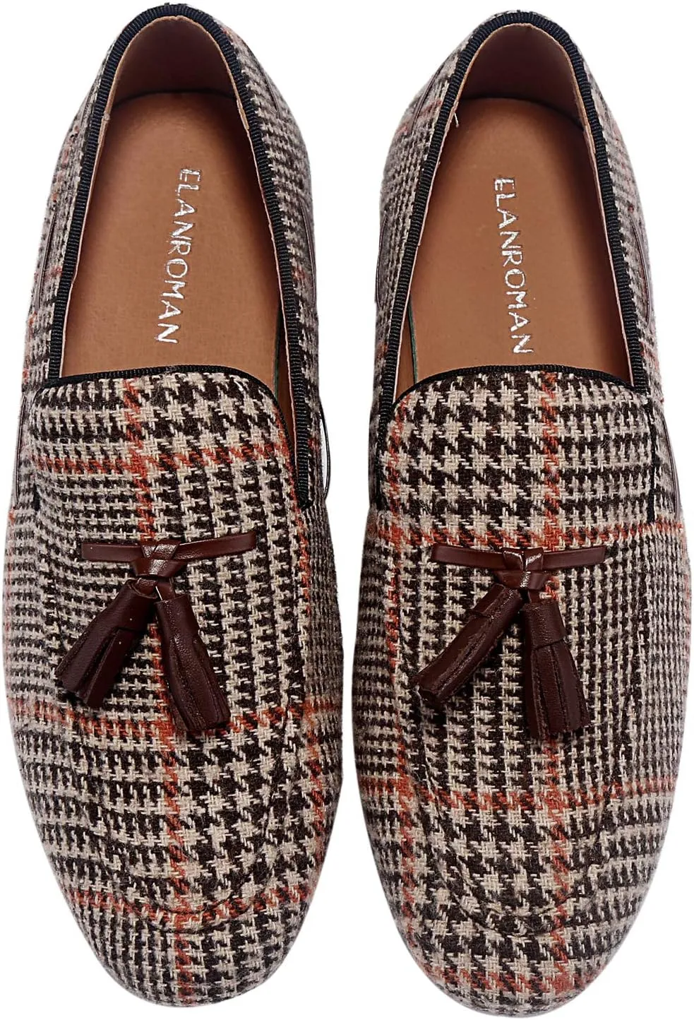 ELANROMAN Men's Loafers Tassels Penny Slip-On Luxury Wedding Shoes
