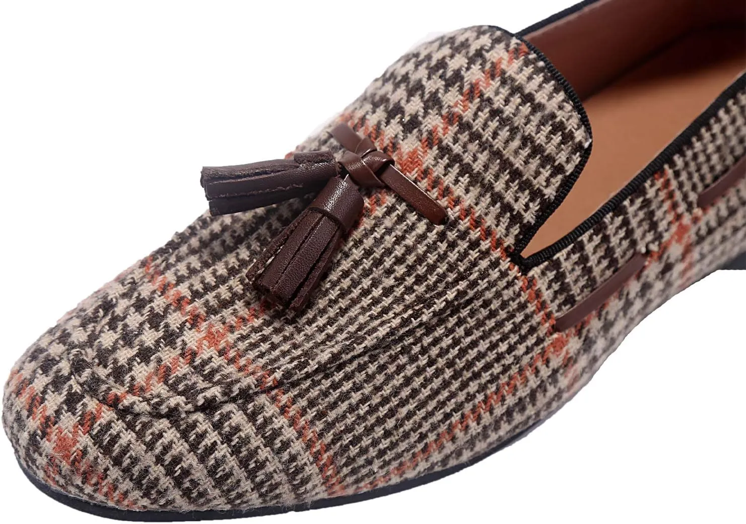 ELANROMAN Men's Loafers Tassels Penny Slip-On Luxury Wedding Shoes