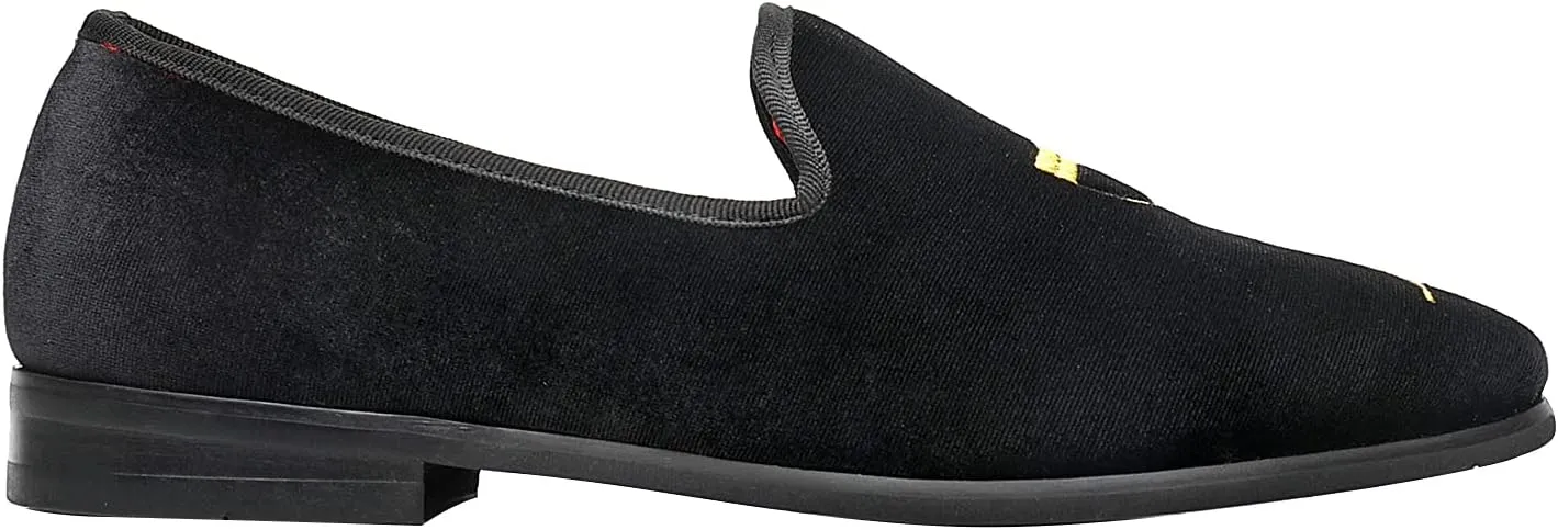 ELANROMAN Men's Loafers Velvet Embroidery Slip on Penny Party Wedding Prom Shoes