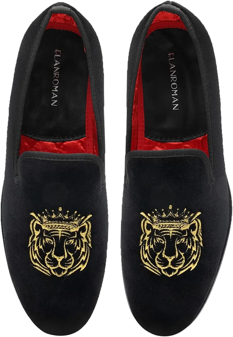 ELANROMAN Men's Loafers Velvet Embroidery Slip on Penny Party Wedding Prom Shoes