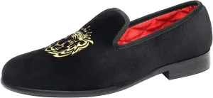 ELANROMAN Men's Loafers Velvet Embroidery Slip on Penny Party Wedding Prom Shoes