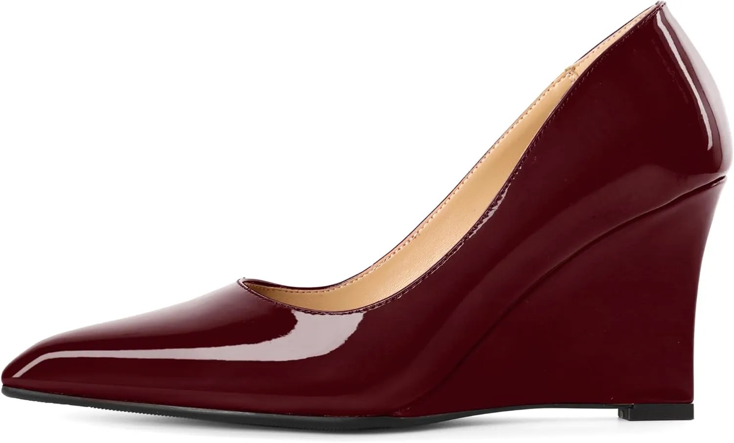Eldof Wedges Heels for Women Pointed Closed Toe Slip On High Heel Wedges Shoes Sexy Wedding Dressy Pumps 3.5 Inches