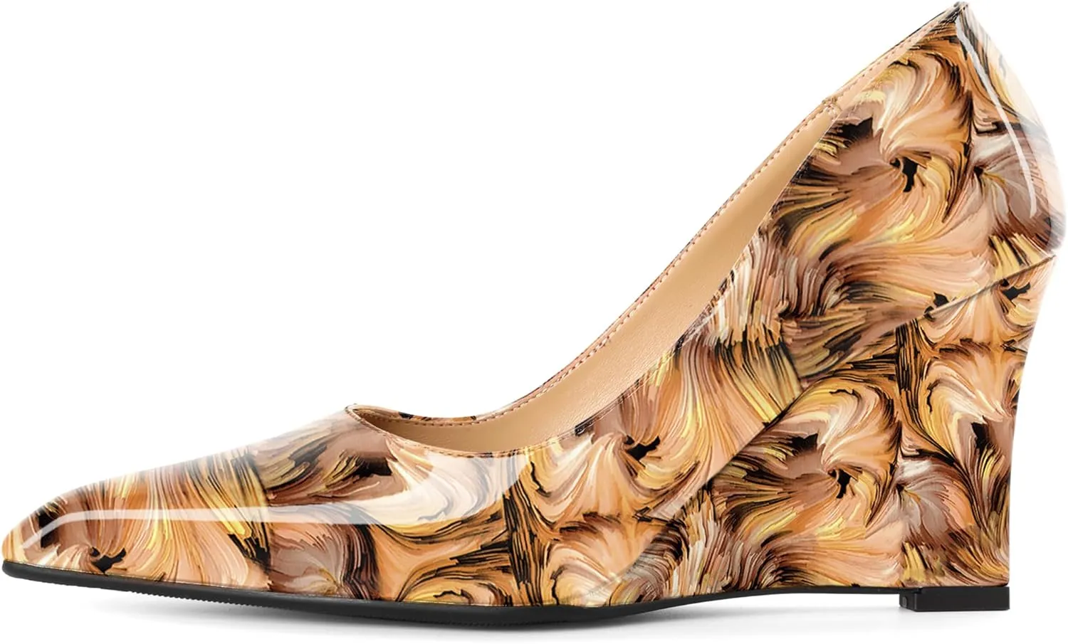 Eldof Wedges Heels for Women Pointed Closed Toe Slip On High Heel Wedges Shoes Sexy Wedding Dressy Pumps 3.5 Inches