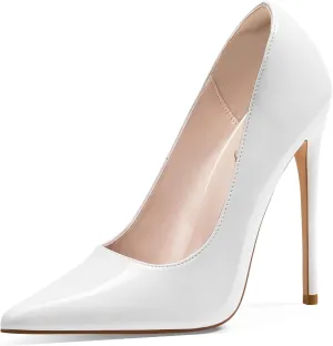 Elisabet Tang Women Pumps 12cm/4.7 Inch Stiletto Heels Pumps Pointed Toe Patent Leather Slip On High Heel Evening Party Dress Shoes