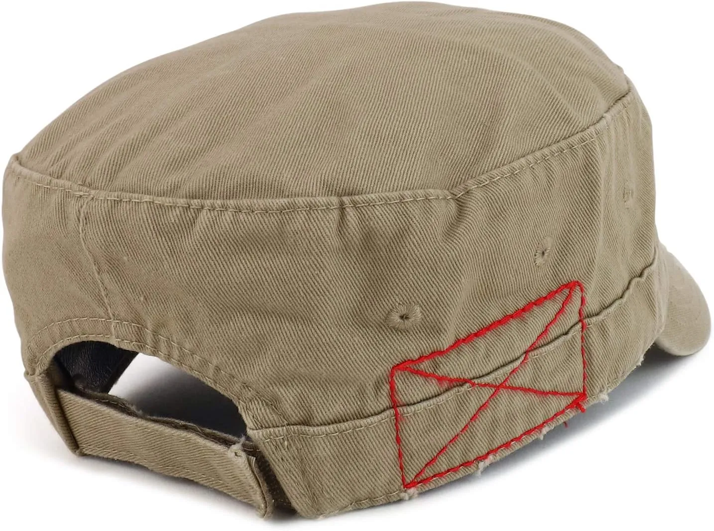 Enzyme Washed Frayed Cotton Twill Flat Top Army Cap