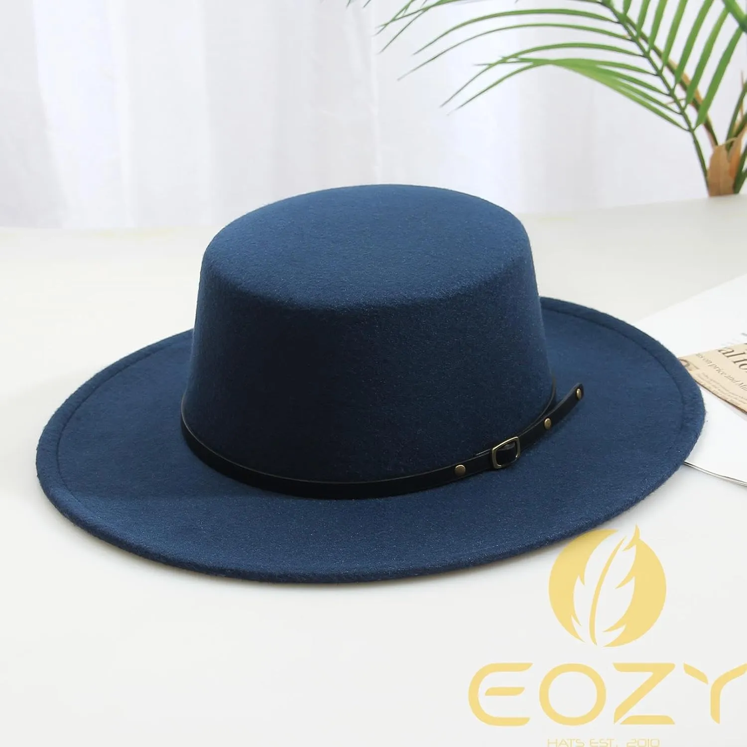 EOZY Women Men Classic Felt Fedora Hat Wide Brim Flat Top Jazz Panama Hat Casual Party Church Hat