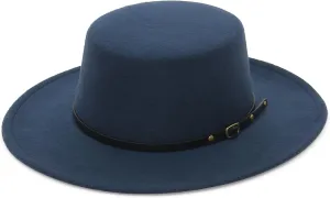EOZY Women Men Classic Felt Fedora Hat Wide Brim Flat Top Jazz Panama Hat Casual Party Church Hat