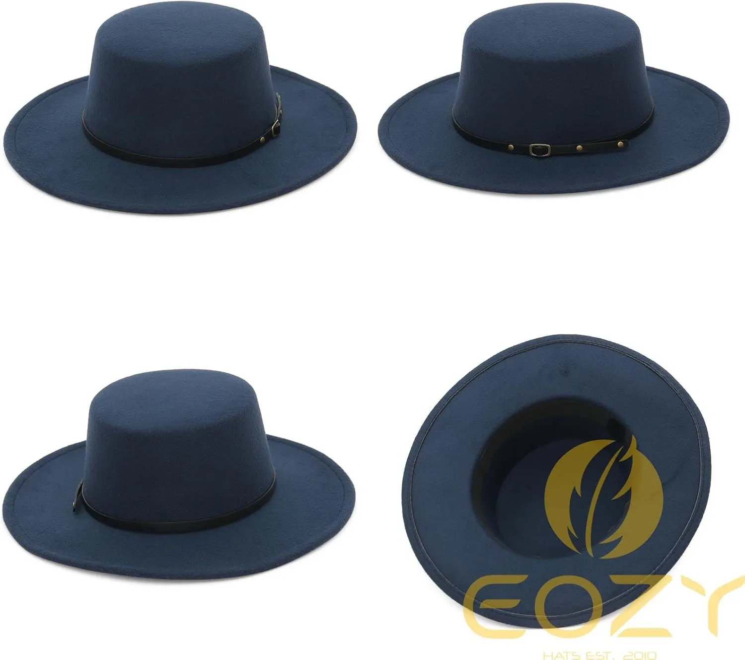 EOZY Women Men Classic Felt Fedora Hat Wide Brim Flat Top Jazz Panama Hat Casual Party Church Hat