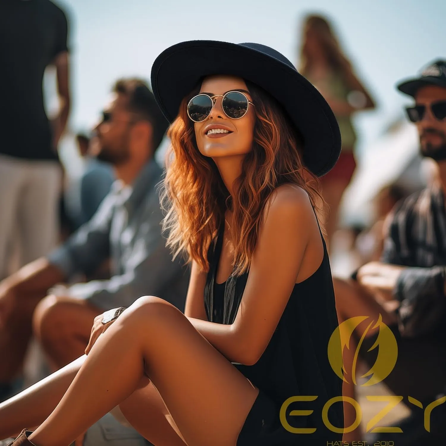 EOZY Women Men Classic Felt Fedora Hat Wide Brim Flat Top Jazz Panama Hat Casual Party Church Hat