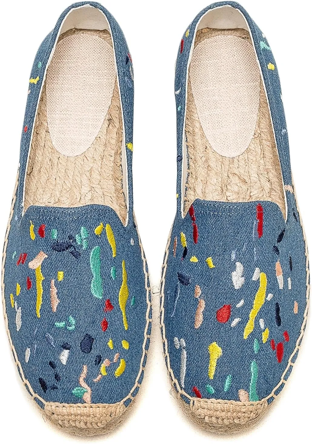 Espadrilles Loafers for Women - Comfort Round-Toe Women's Espadrille Simple Embroidered Espadrille Easy to Wear Suitable for Match T-Shirts,Dress,Jeans