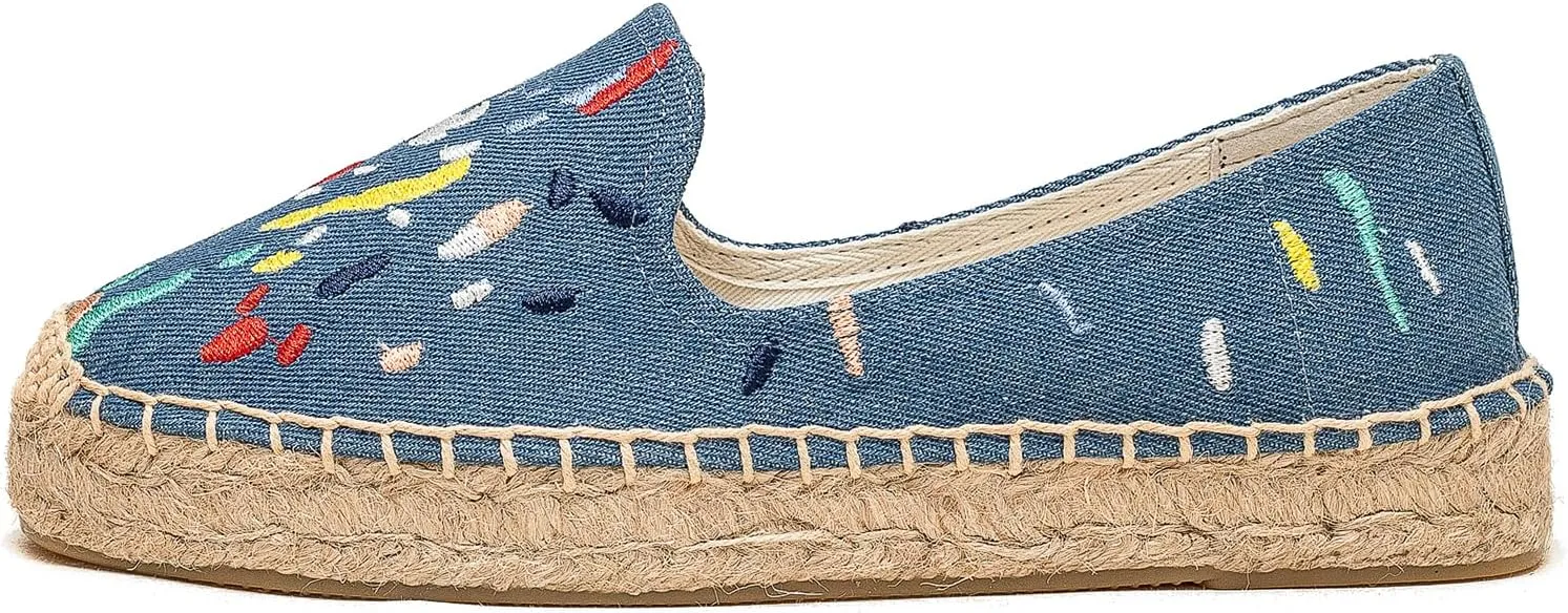 Espadrilles Loafers for Women - Comfort Round-Toe Women's Espadrille Simple Embroidered Espadrille Easy to Wear Suitable for Match T-Shirts,Dress,Jeans