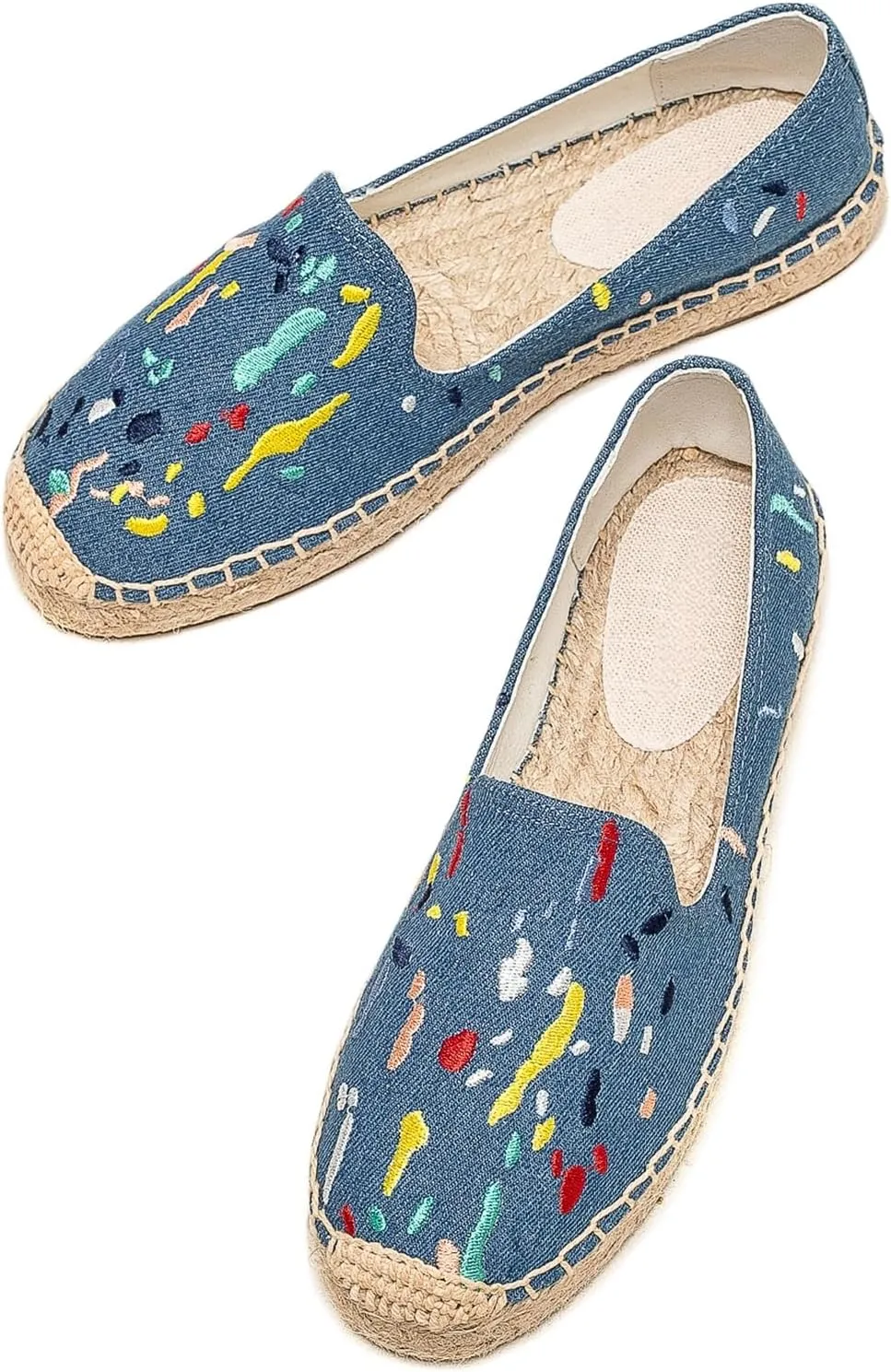 Espadrilles Loafers for Women - Comfort Round-Toe Women's Espadrille Simple Embroidered Espadrille Easy to Wear Suitable for Match T-Shirts,Dress,Jeans