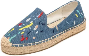 Espadrilles Loafers for Women - Comfort Round-Toe Women's Espadrille Simple Embroidered Espadrille Easy to Wear Suitable for Match T-Shirts,Dress,Jeans