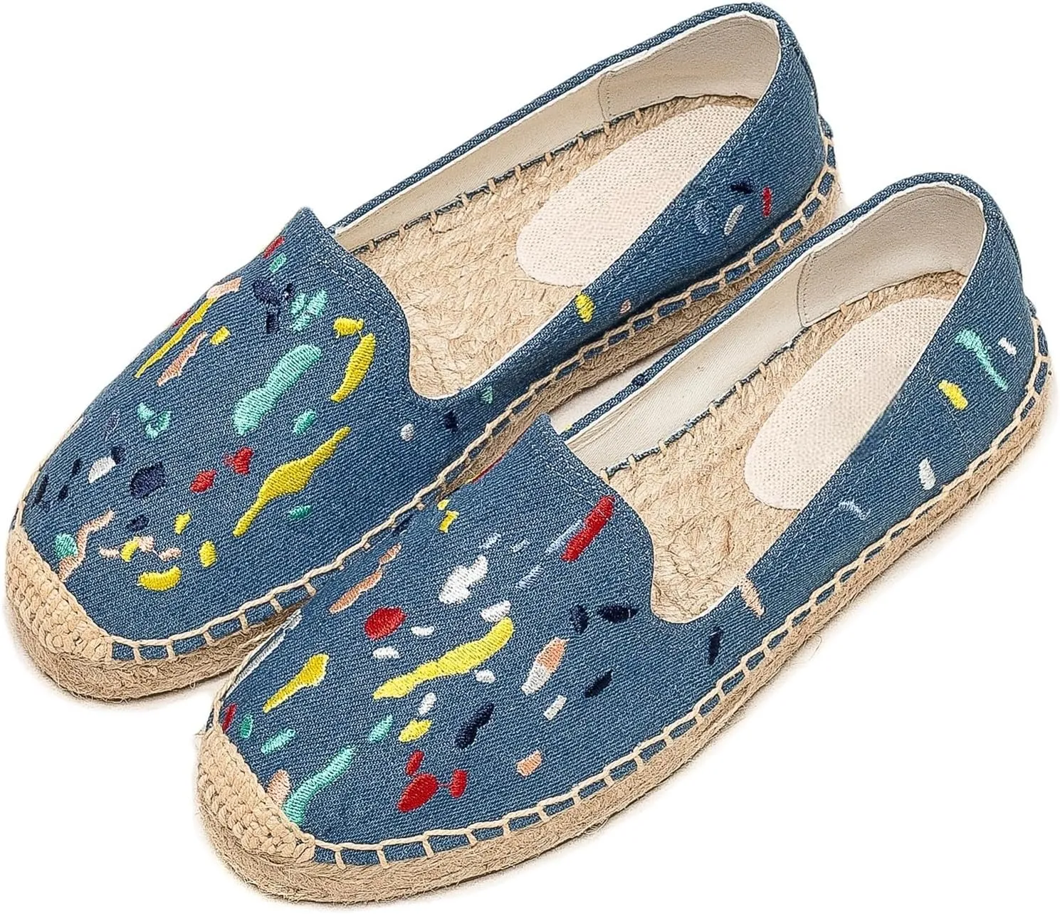 Espadrilles Loafers for Women - Comfort Round-Toe Women's Espadrille Simple Embroidered Espadrille Easy to Wear Suitable for Match T-Shirts,Dress,Jeans