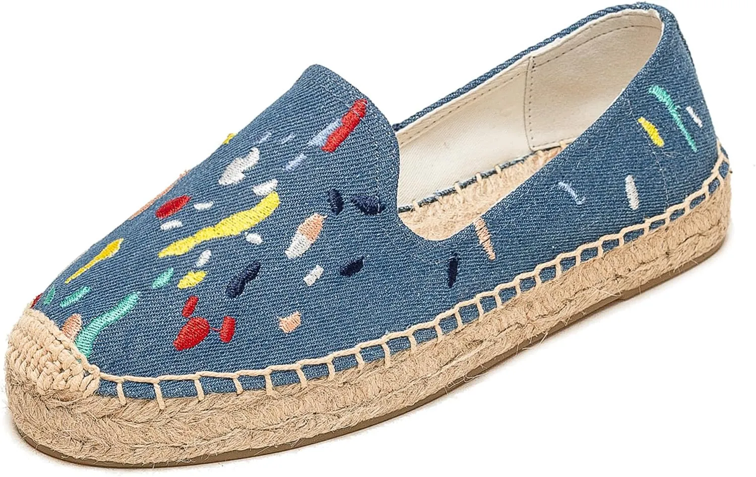 Espadrilles Loafers for Women - Comfort Round-Toe Women's Espadrille Simple Embroidered Espadrille Easy to Wear Suitable for Match T-Shirts,Dress,Jeans
