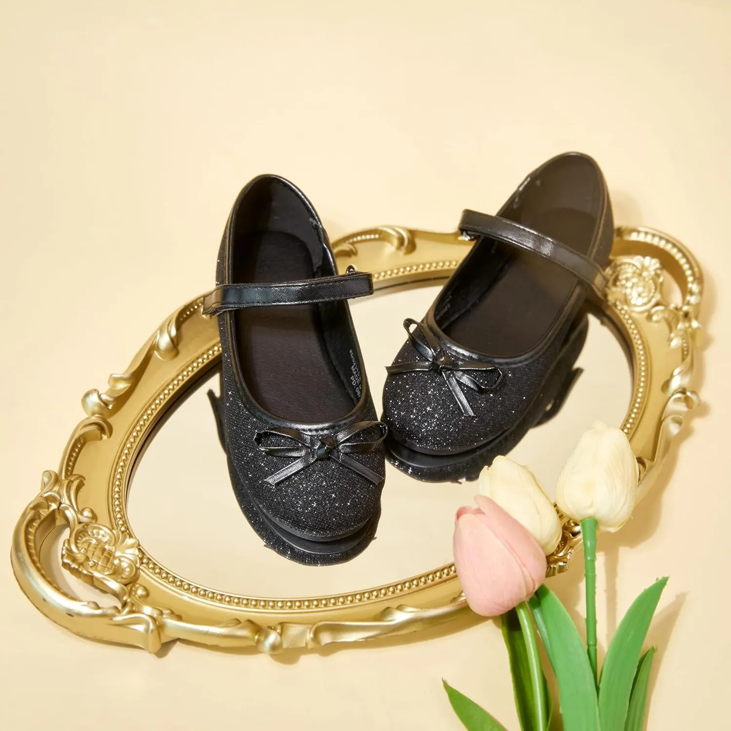 ESTINE Mary Jane Flats for Toddler Girls Little Kids Glittery Dress Princess Wedding Ballet Shoes