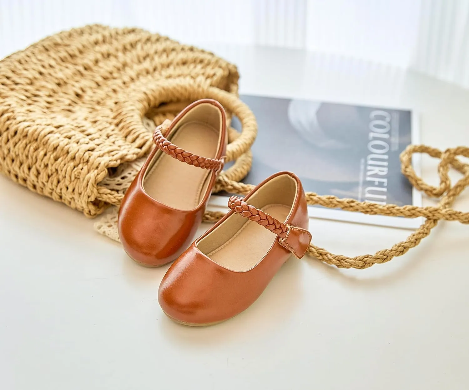 ESTINE Mary Jane Flats for Toddler Girls Little Kids Glittery Dress Princess Wedding Ballet Shoes